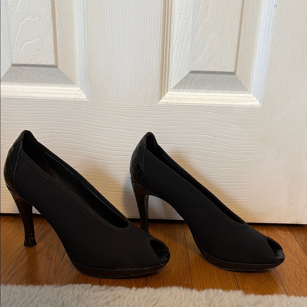 Elegant Black Peep-Toe Heels